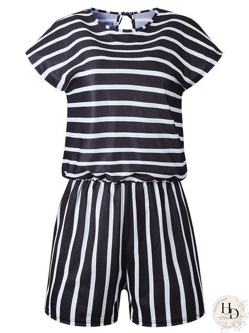Stripes Print Casual Romper