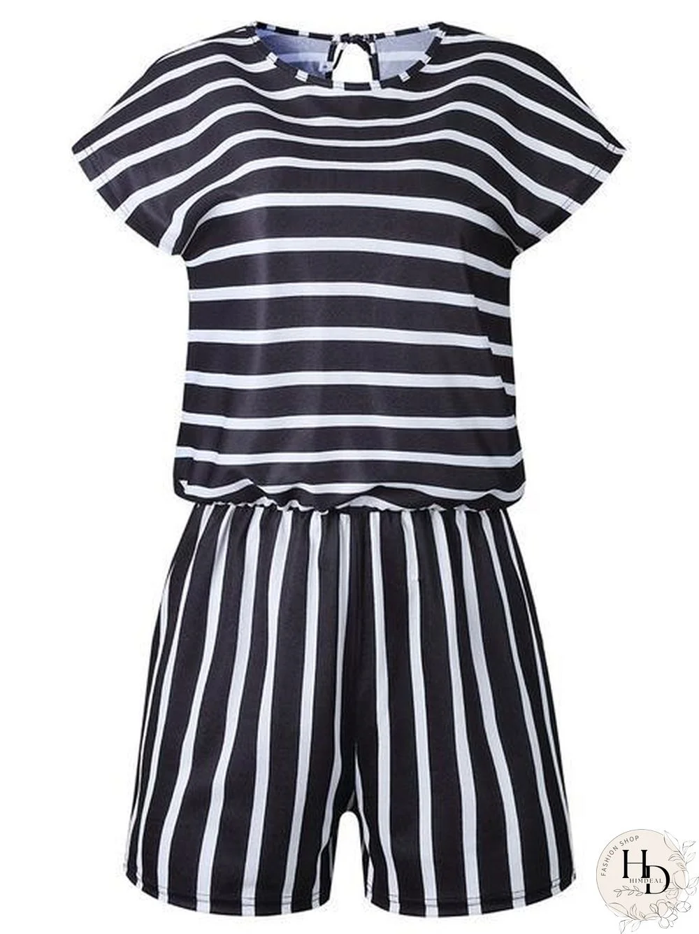 Stripes Print Casual Romper