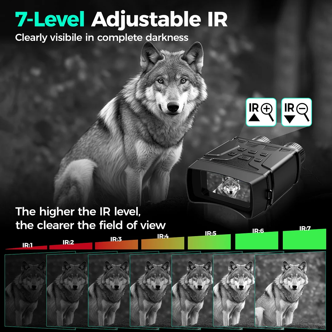 BEBANG Night Vision Goggles, 7 Level Infrared Digital Night Vision Binoculars 32GB HD Photo and Video Capture, Type-C Rechargeable
