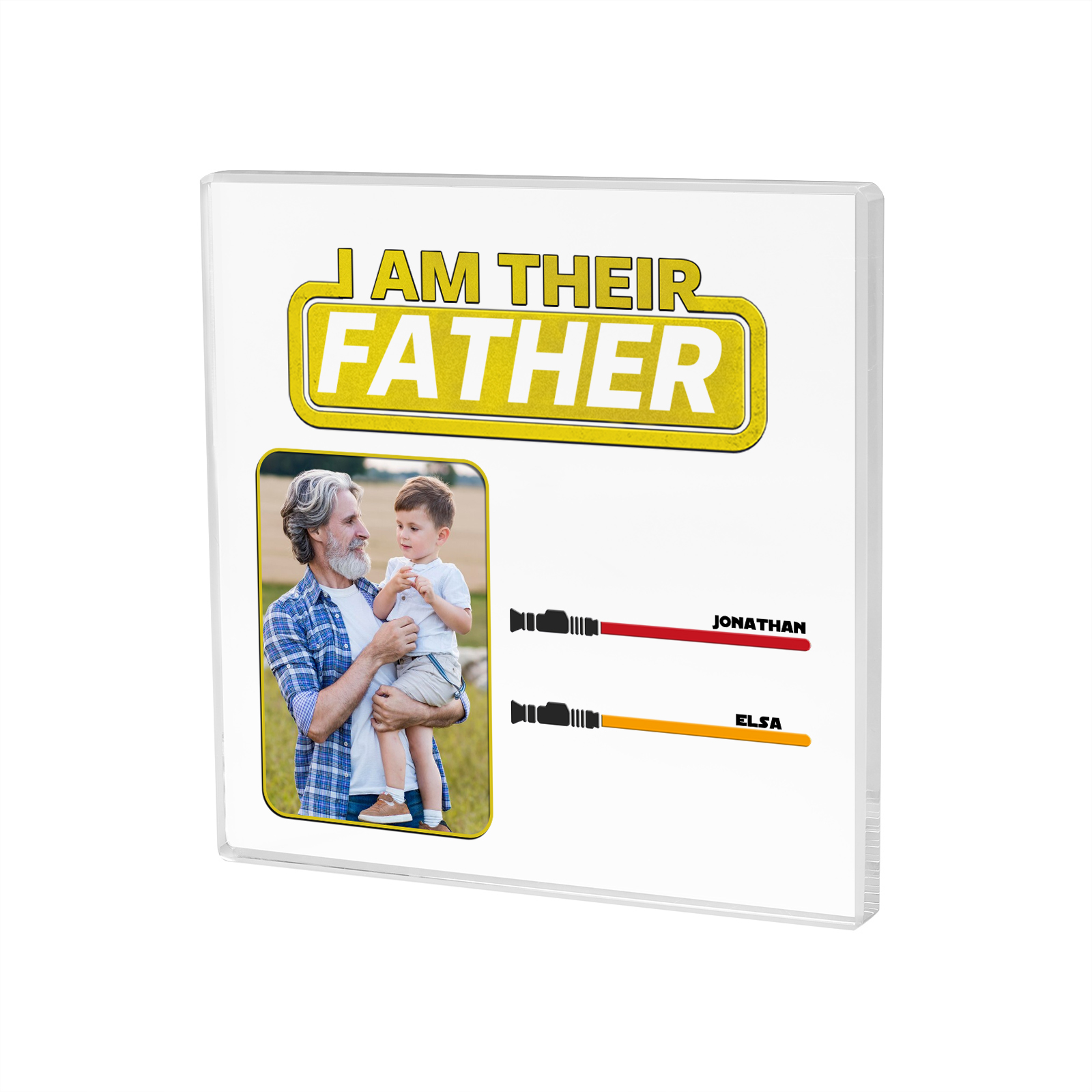 2 Names - Personalised Photo & Name Acrylic Square Keepsake Rectangle Plaque "I Am Their Father" Gifts for Dad-Jessemade AU