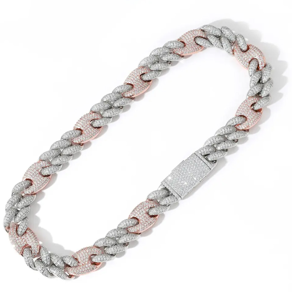 20MM Iced Out Two-tone Cubic Zirconia Cuban Link Chains
