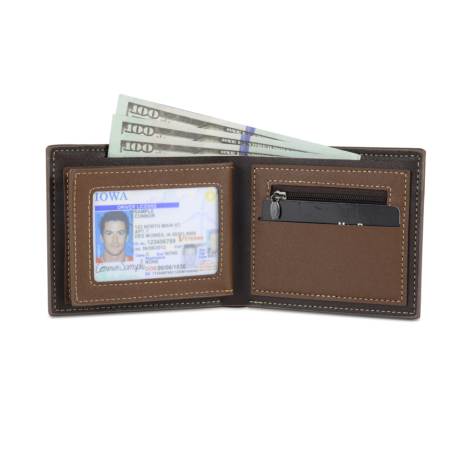 6 Names - Personalised Photo Custom Leather Men's Wallet as a Father's Day Gift for Dad