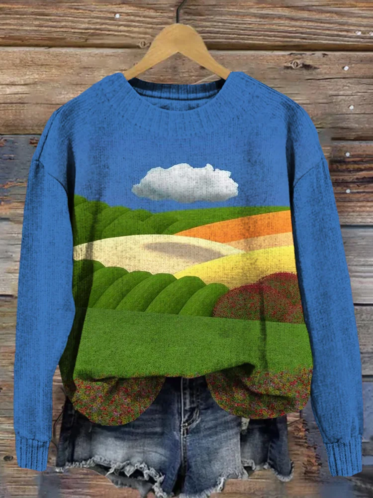 🔥kukelife🔥Beauty Landscape Patterns Cozy Knit Sweater