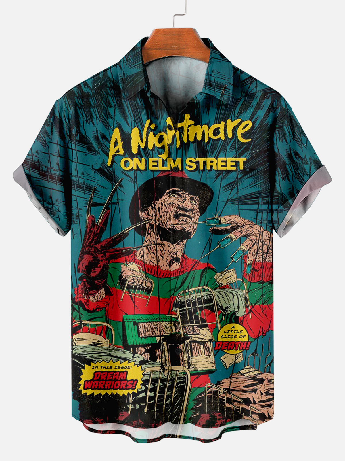 Men's horror movie character claws nightmare print shirt PLUSCLOTHESMAN