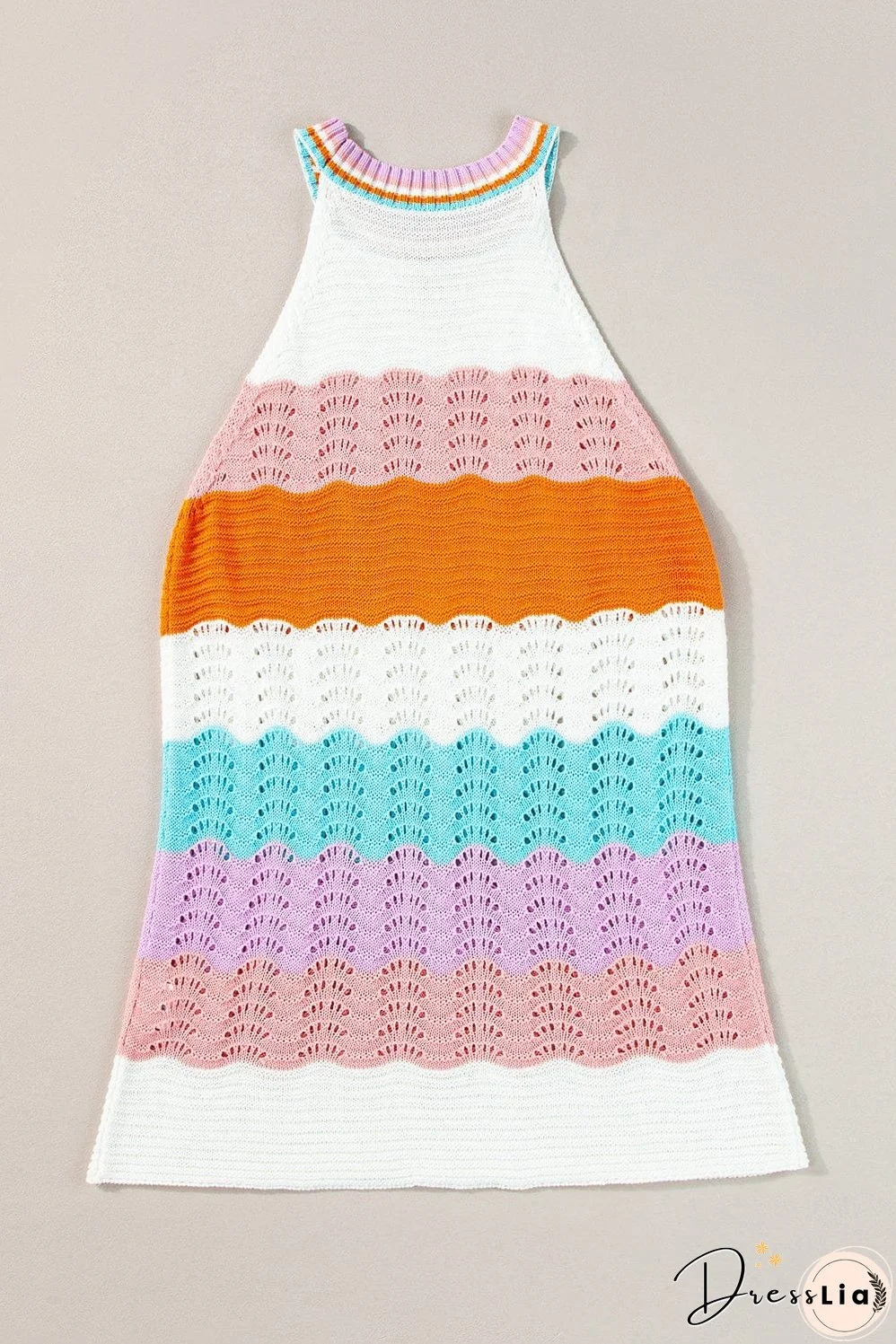 Soft Knit Tank Top with Rainbow Stripes