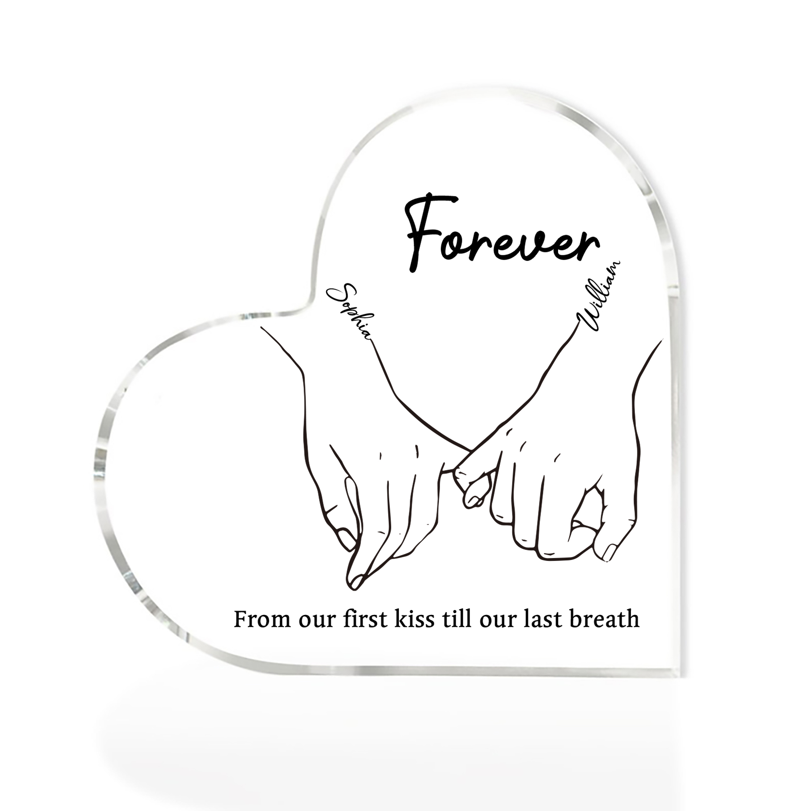 Personalised Acrylic Heart Keepsake Custom 2 Names & 2 Texts Ornament Pinky Swear Acrylic Plaque Couple Gift-Jessemade AU
