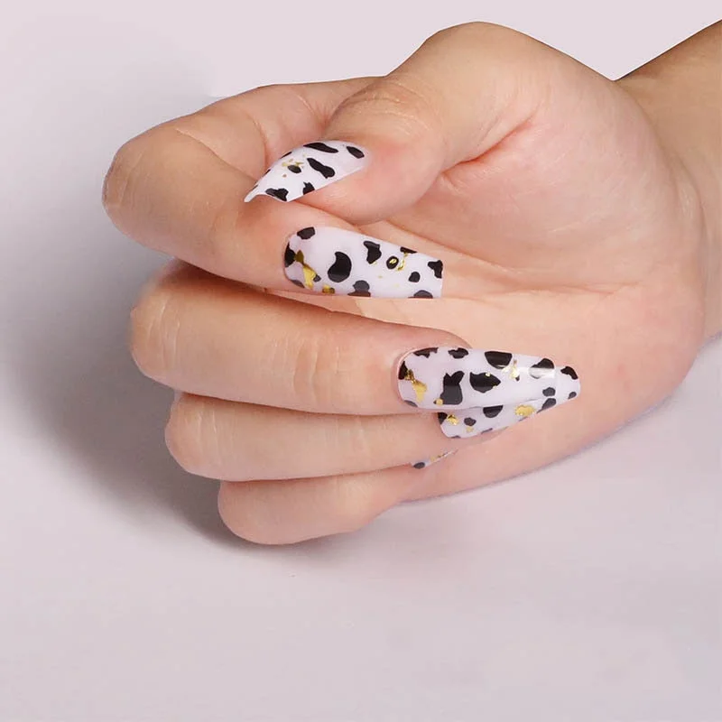 24pcs Khaki Dye Matte Frosted Fake Nails stiletto Dark Blue Color Pointed Head Long Style Wearable ABS Resin Finished Fingernail-Nail Inspo