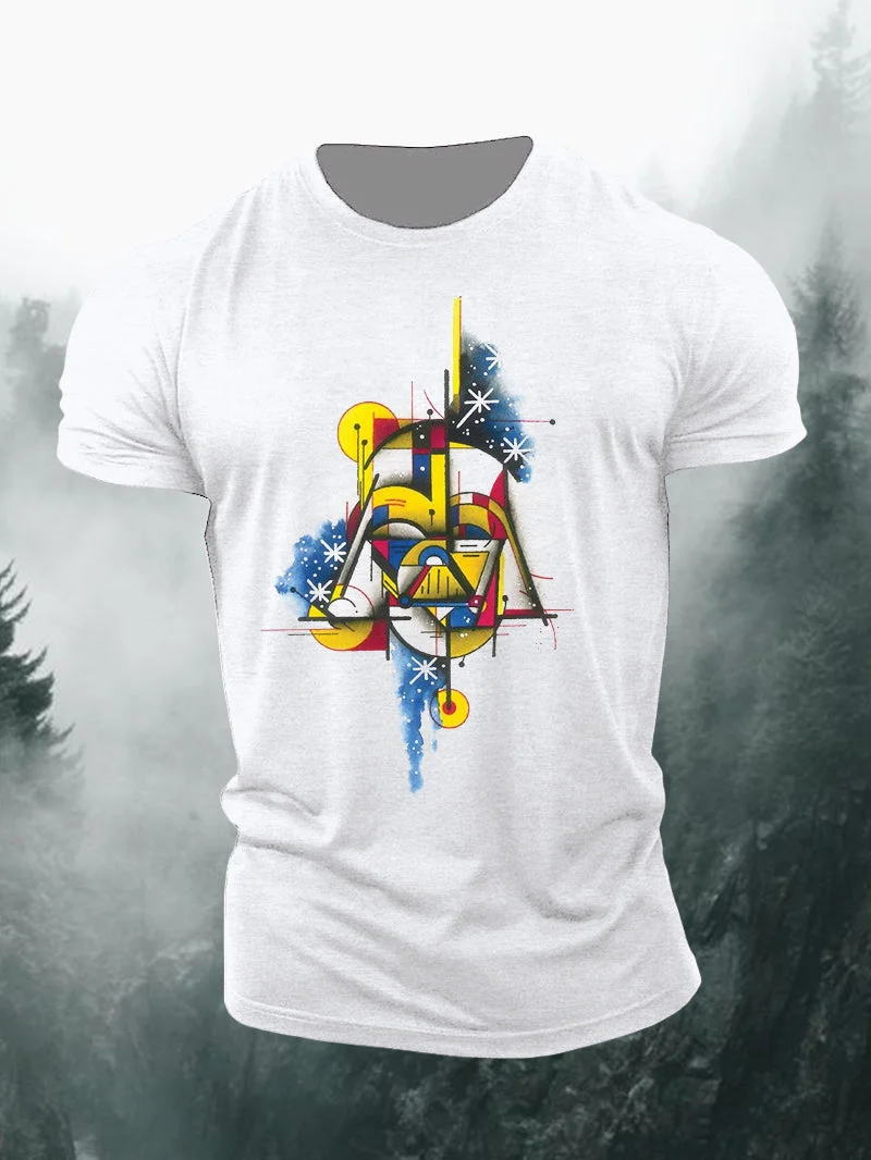 Mechanical Geometry Contrast Print Short Sleeve T-Shirt in  mildstyles