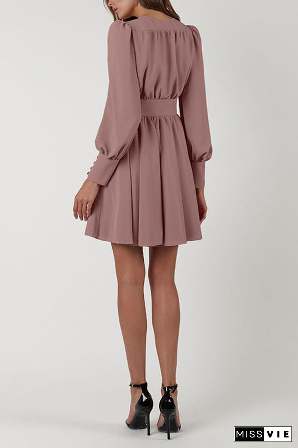 Cuff Buff Long Sleeve Button Dress