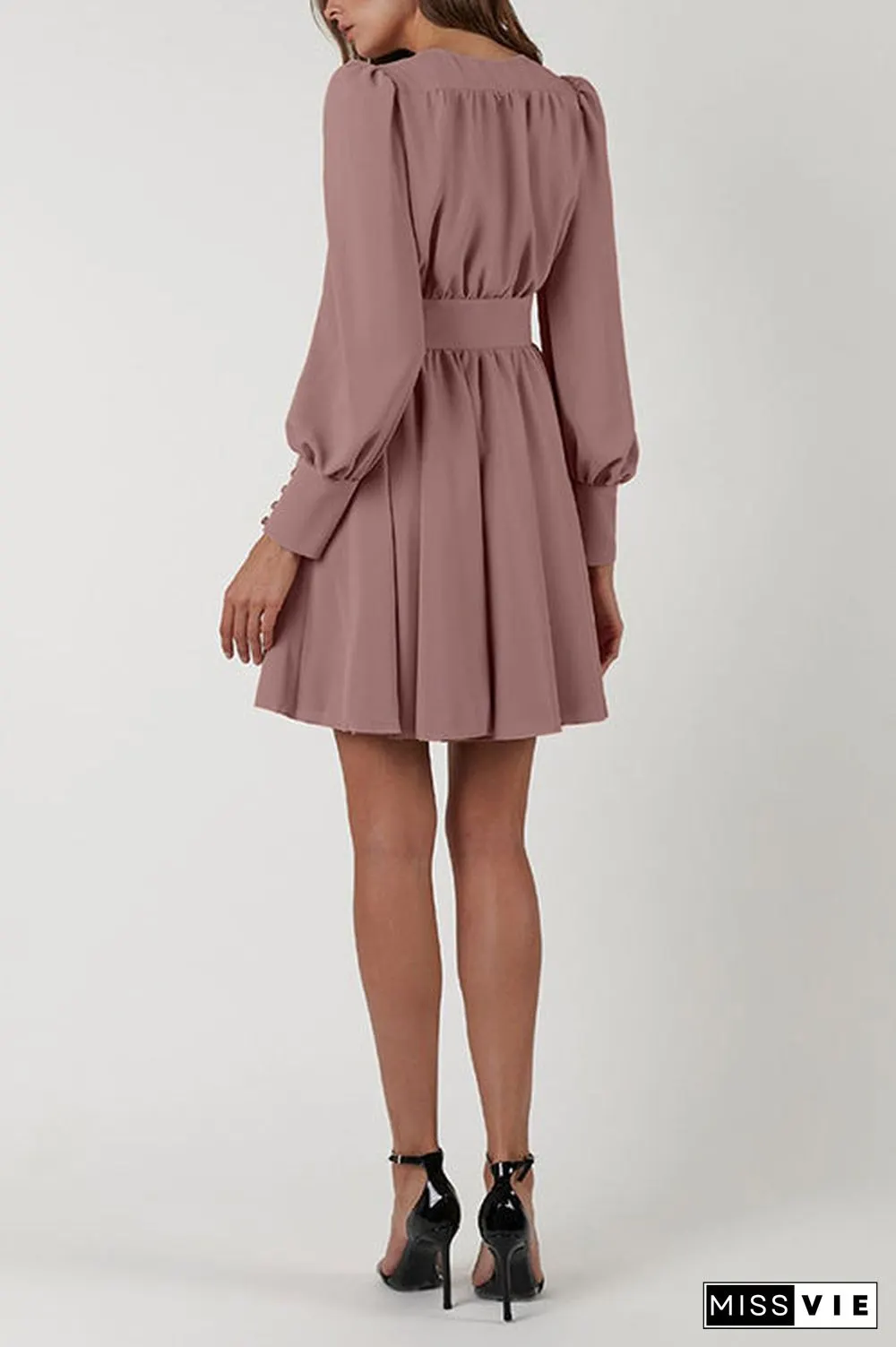 Cuff Buff Long Sleeve Button Dress