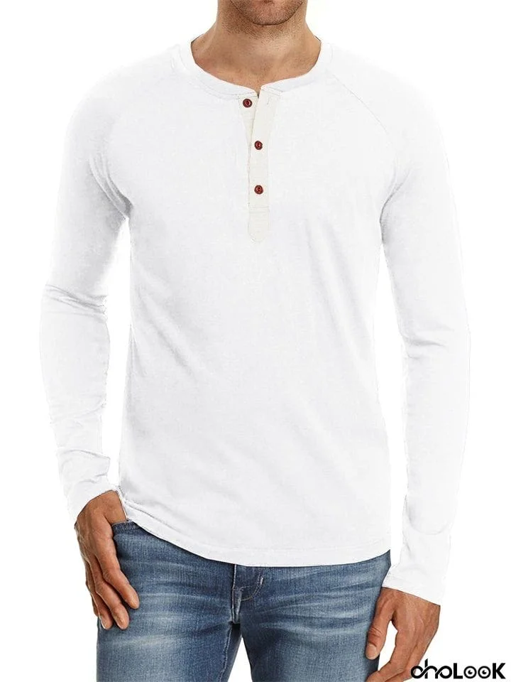 Casual Daily Wear Round Collar Long Sleeve Undershirts T-shirts For Men