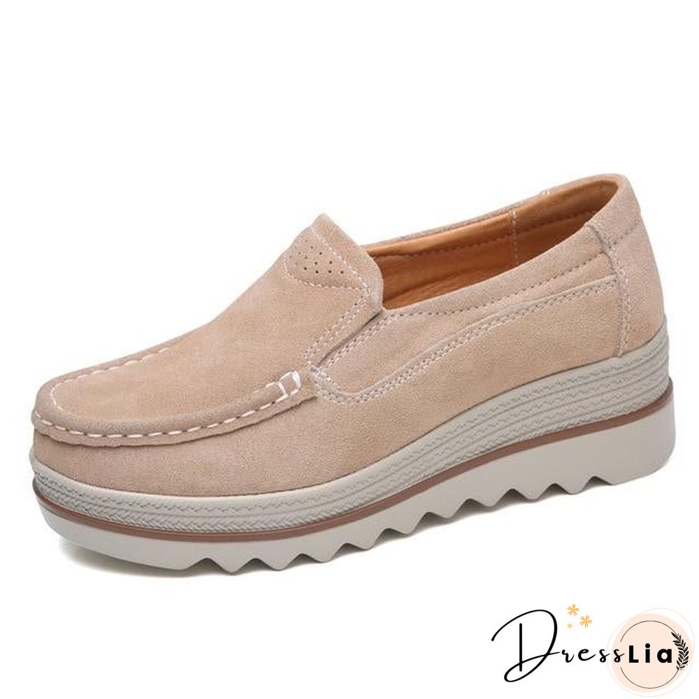 Women Shoes Platform Slip on Flats Loafers Moccasins Hollow Out Casual Shoes