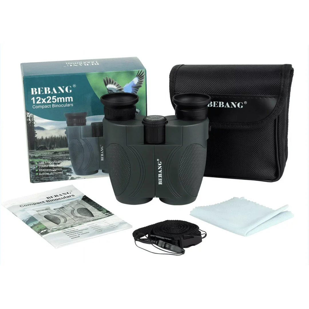 BEBANG 12x25 Binoculars for Kids Adults, Compact Binoculars for Low Light Vision, Binoculars for Bird Watching, Camping, Hiking, Sports