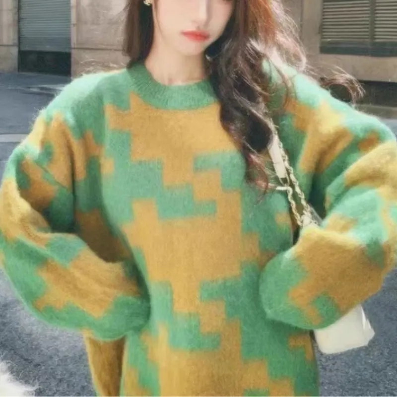 Churchf Churchf Advanced Sense Soft Waxy Color Retro Sweater Female Qiu Dong Small Languid Lazy Loose Show Thin Knit Jacket Tide