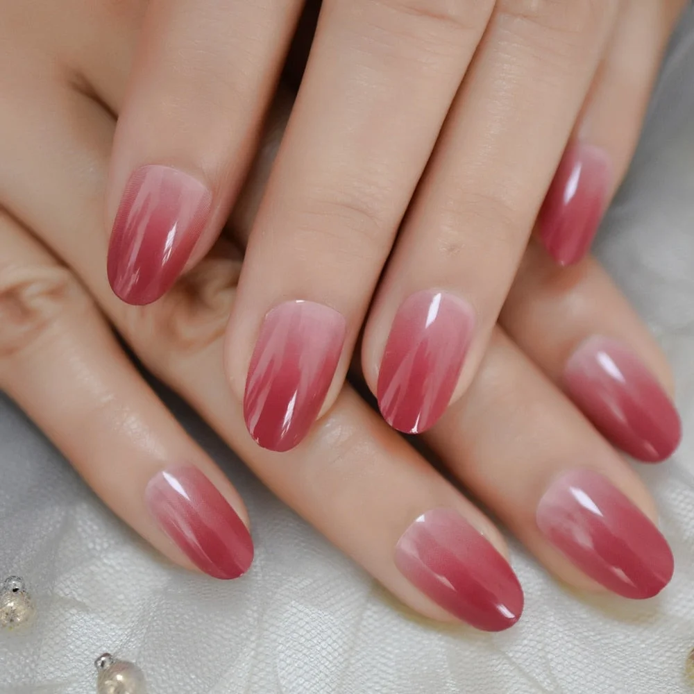 French Manicure 24 Units Faux Ongles Short Squoval Rose Mixed Milky White Press On Nail Large-Nail Inspo