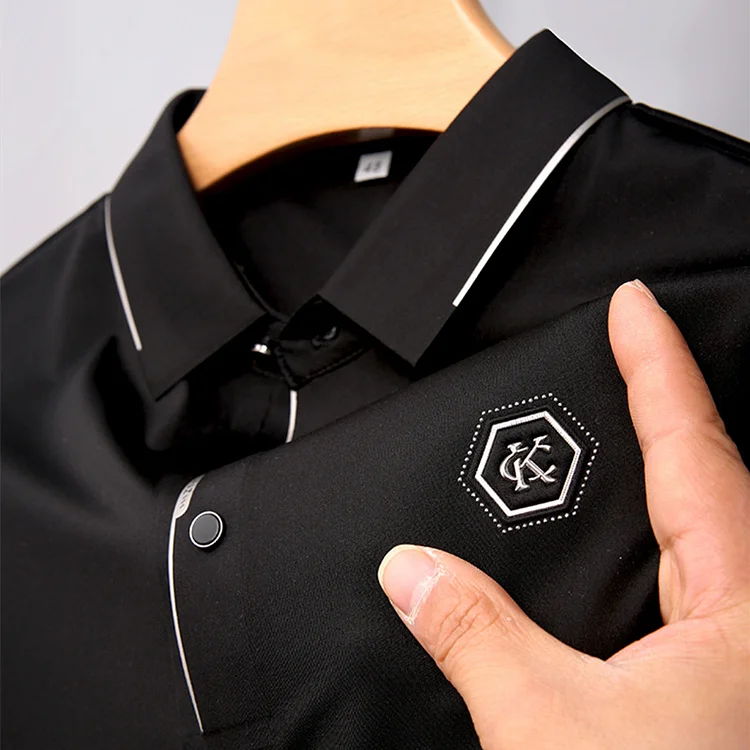 High end ice silk seamless breathable Paul T-shirt Short sleeve men's summer new fashion boutique embroidery casual polo shirt