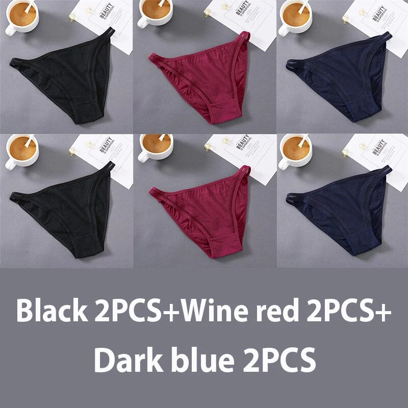 6PCS/Set Sexy Women Panties Hollow Lace Underwear Female Panties Underpants Women Low Rise Lingerie Solid Color Cotton Pantys