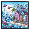 >SALE<Full Embroidery Eco-cotton Thread 11CT Printed Seaside World Cross Stitch50x50cm