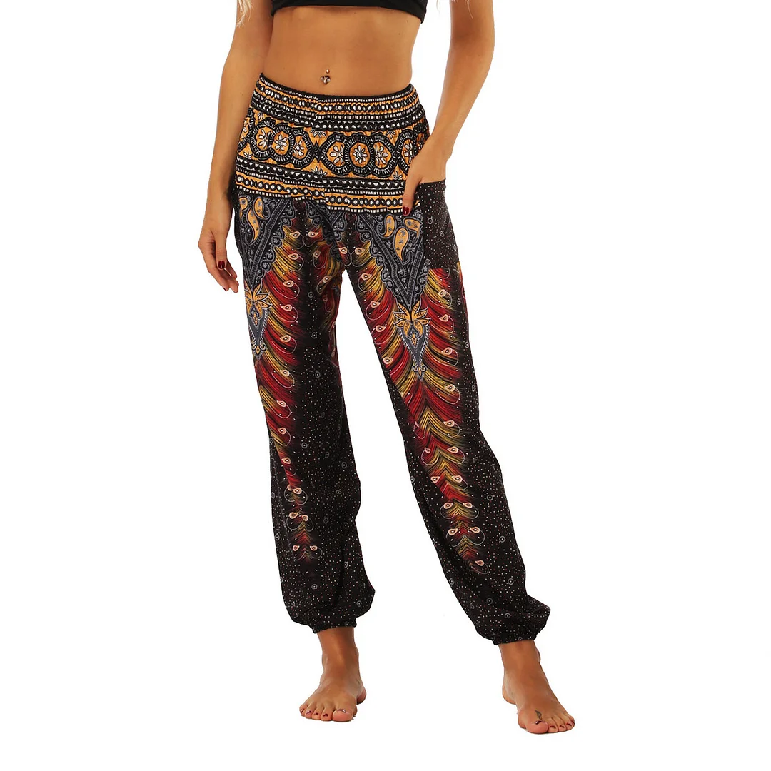 Bohemian Casual Loose Vintage Patterns Yoga Pants