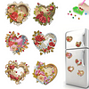 6Pcs Diamond Painting Flowers Hearts Fridge Magnet for DIY Art Crafts