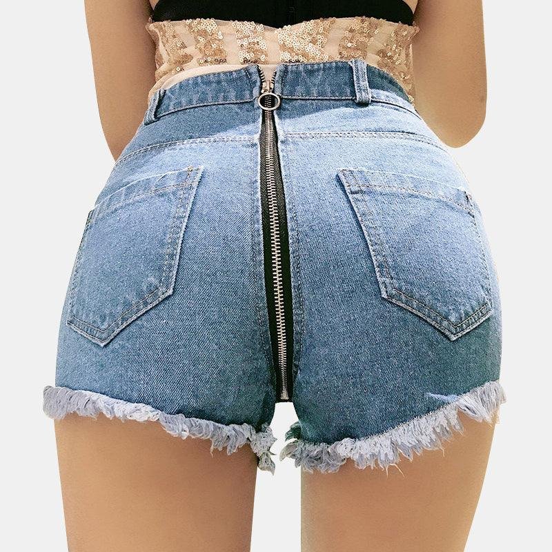 High Waist Zipper Shorts