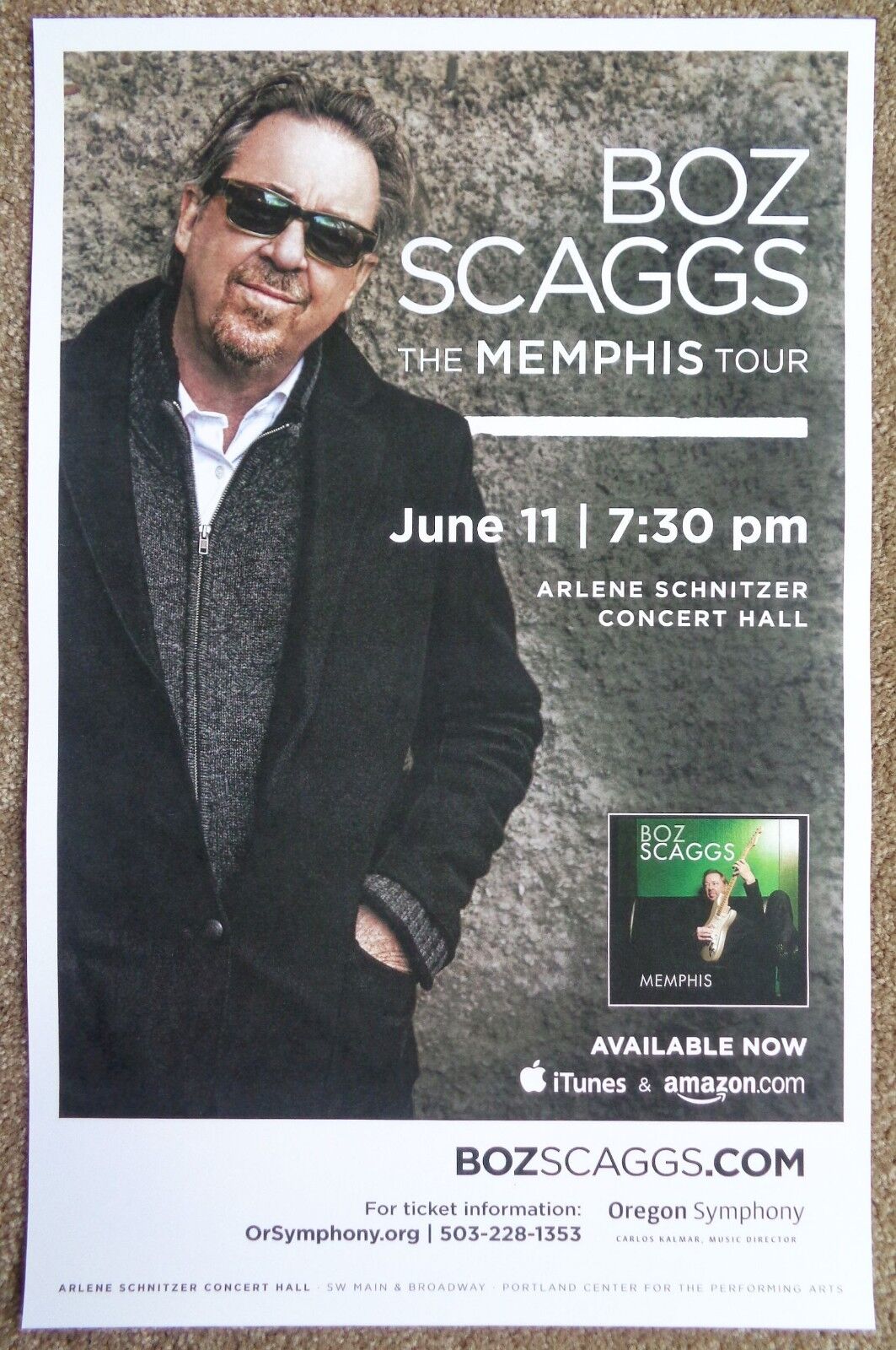 BOZ SCAGGS 2013 Gig POSTER Portland Oregon Concert