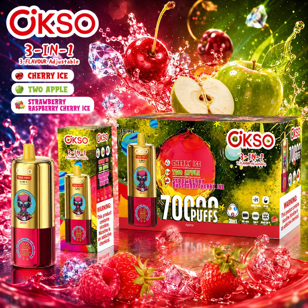 OKSO 3in1 70K Disposable Vape OKSO fumotvapeshop