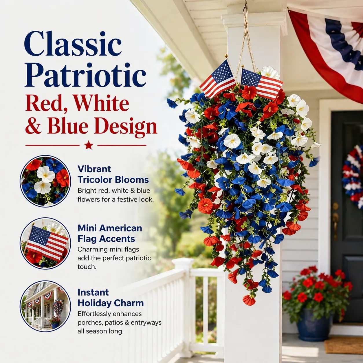 🇺🇸4th of July Decoration Tricolor Patriotic Artificial Flower✨