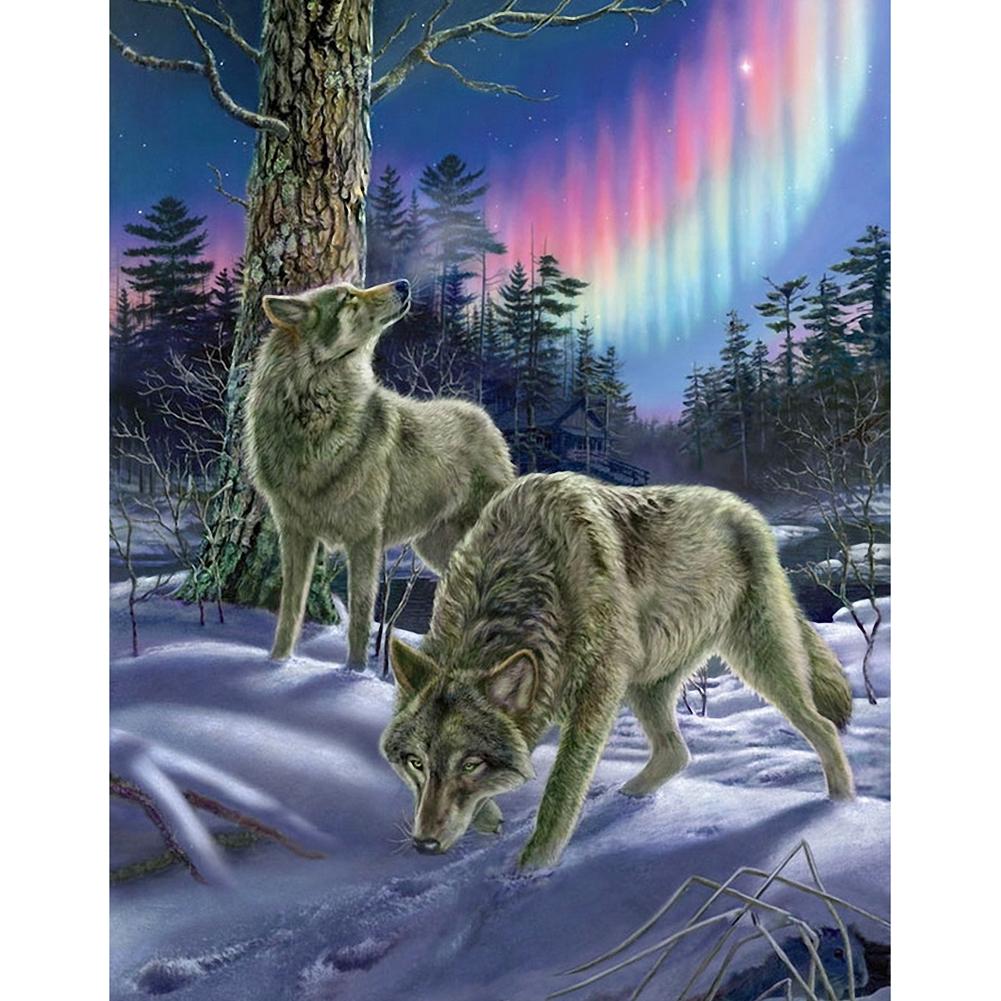 

30x40cm Round Drill Diamond Painting-Wolf in Midnight, 501 Original