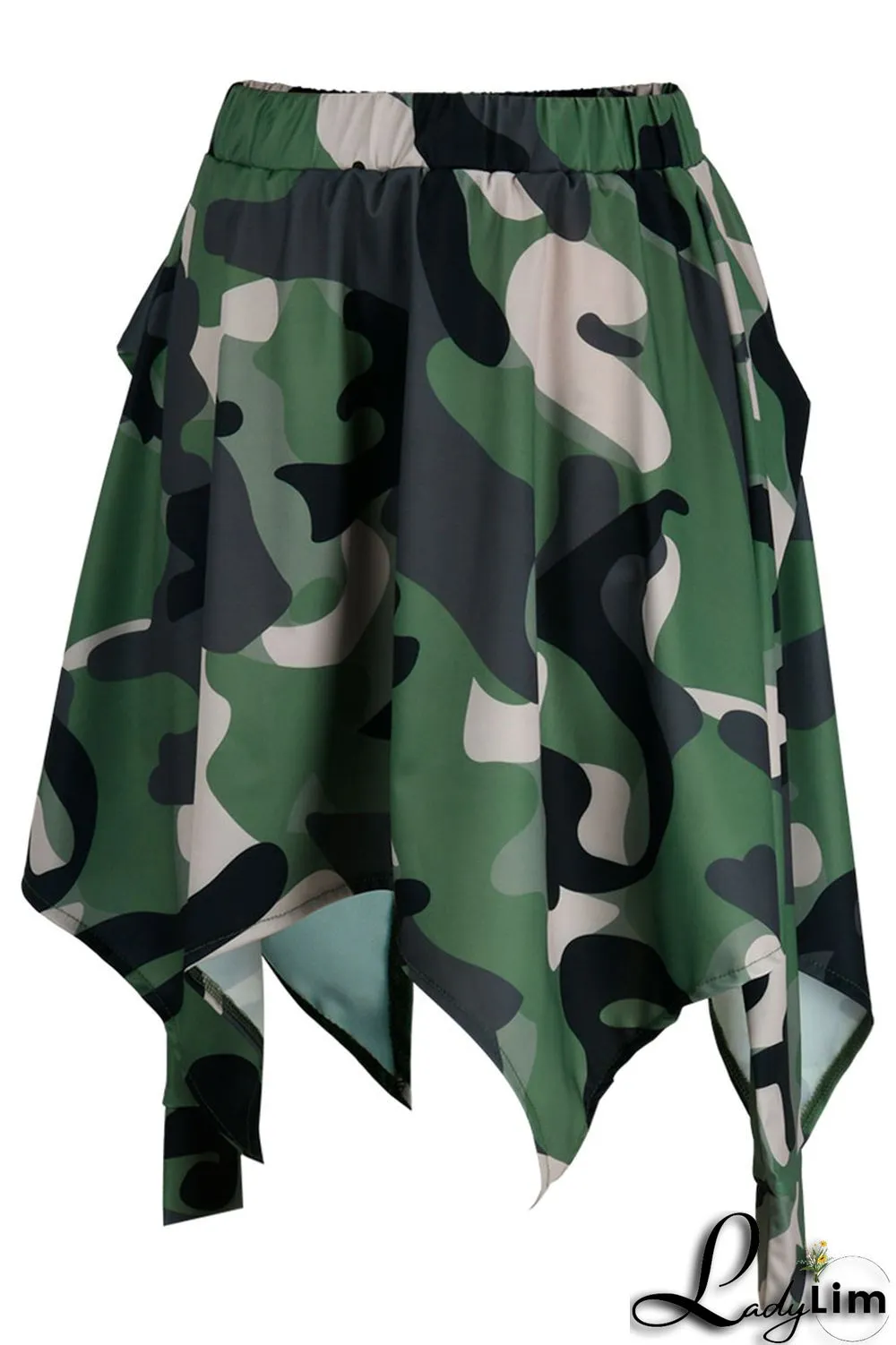 Pink Casual Street Print Camouflage Print Asymmetrical High Waist Type A Full Print Bottoms