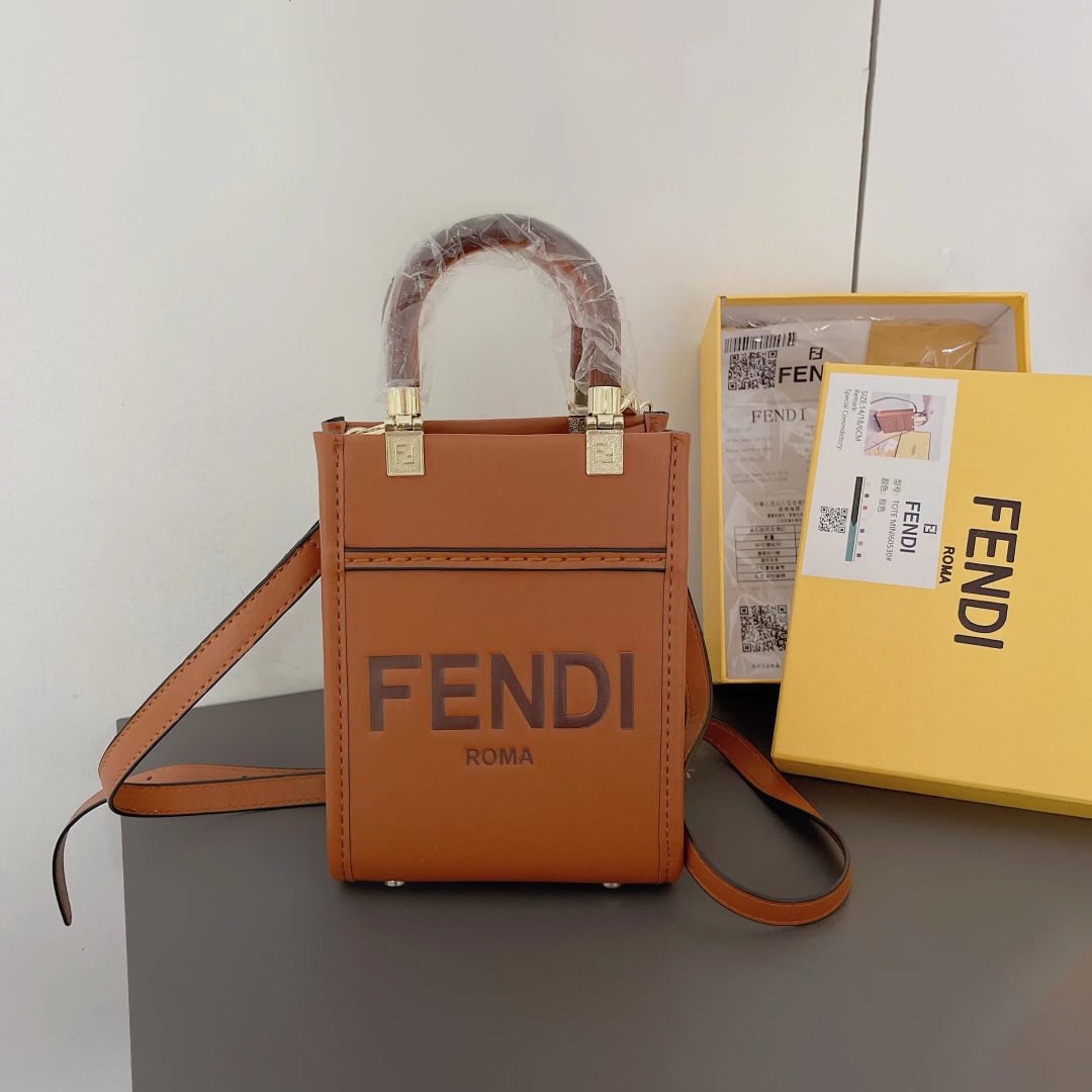 FENDI Fendi Handbag Luxury Leather Crossbody Mini Sunshine Shopper Bag ProCaseMall