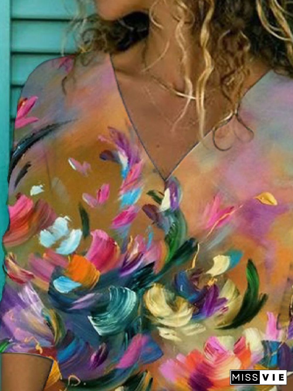 Casual Printed 3/4 Sleeve T-shirt