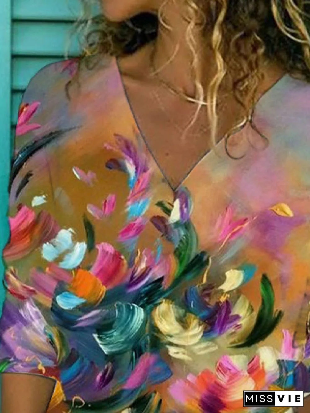 Casual Printed 3/4 Sleeve T-shirt