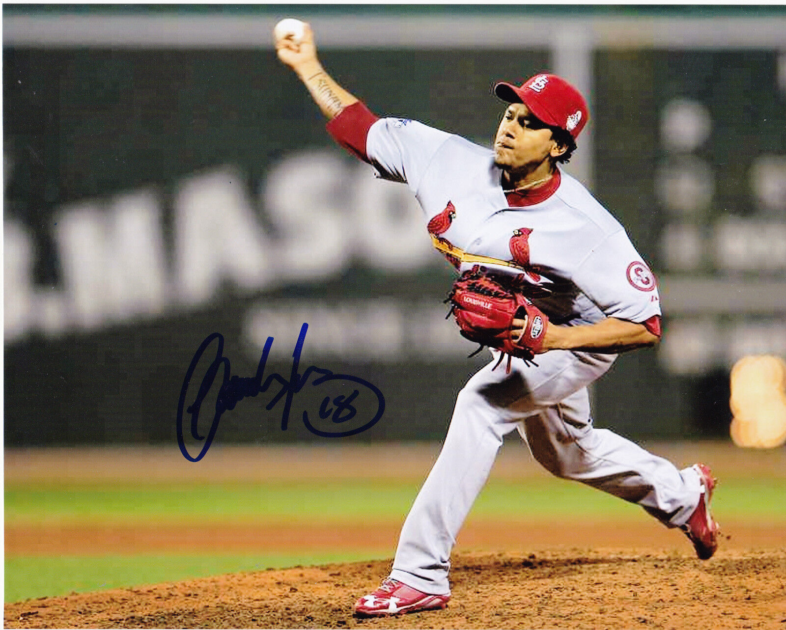 CARLOS MARTINEZ ST. LOUIS CARDINALS COLOR ACTION SIGNED 8x10