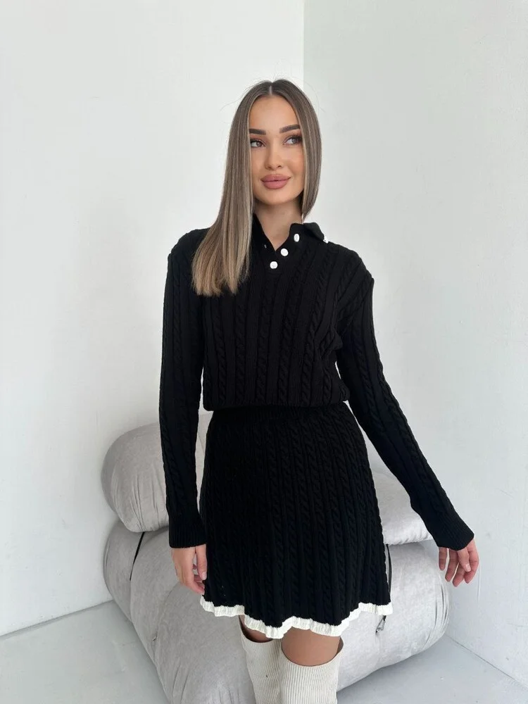 PASUXI Women's Two Piece Lounge Sets Long Sleeve Pullover Tops and Bodycon Skirt Loungewear Matching Sets huanwei