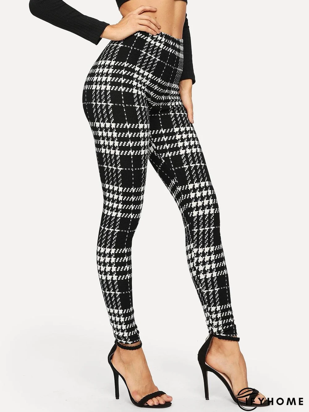 Jersey Casual Regular Fit Houndstooth Leggings | IFYHOME