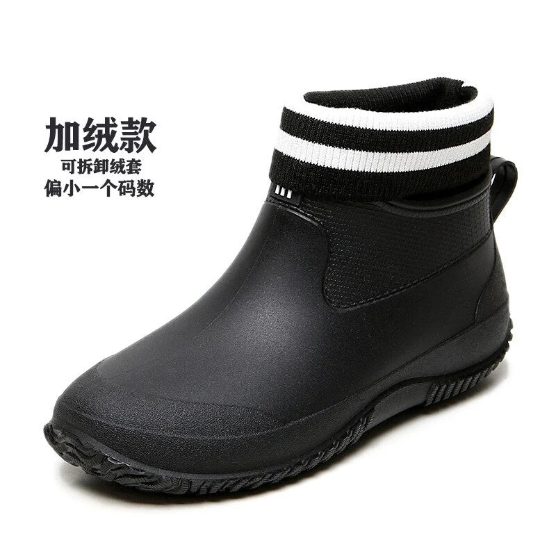 hot Rain Boots Women's Rubber Anti-skid Colorful Unisex Ankle Boots Lightweight Slip On Boots Shoes  Water-proof Drop Shipping