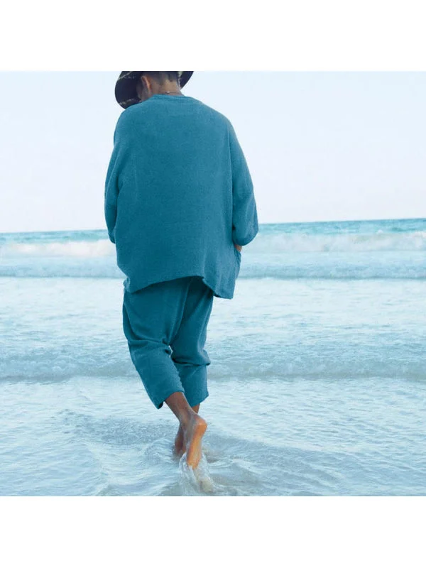 Men's Cotton Linen Long Sleeve Hooded Shirt
