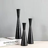 Simple 3PCS Black Golden Candle Holders Set Home Event Table Decor Prop