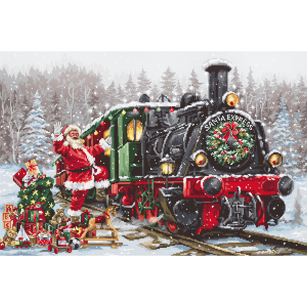 

Santa Train - 11CT Stamped Cross Stitch - 60*40CM, 501 Original