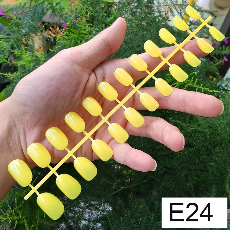 10 Sets Round Shape False Nail Tips In Same Color 24 Pieces/Set 10 Sizes Press on Fake Nails DIY Manicure Finger Nail Tips-Nail Inspo