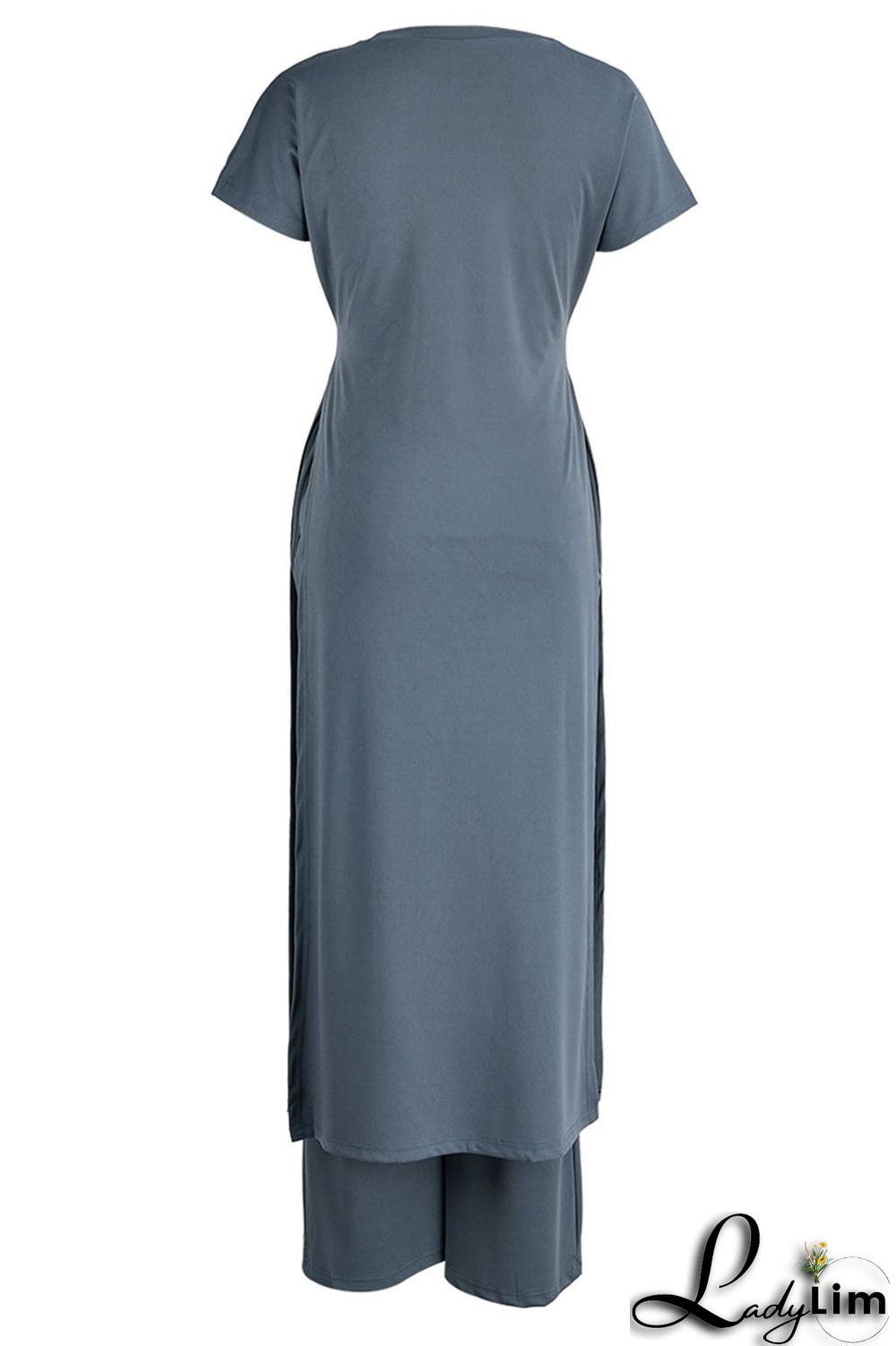 Black Casual Print Patchwork Slit O Neck Short Sleeve Two Pieces