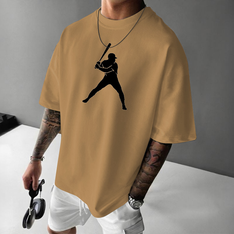 Simple Baseball Print Crew Neck T-shirt