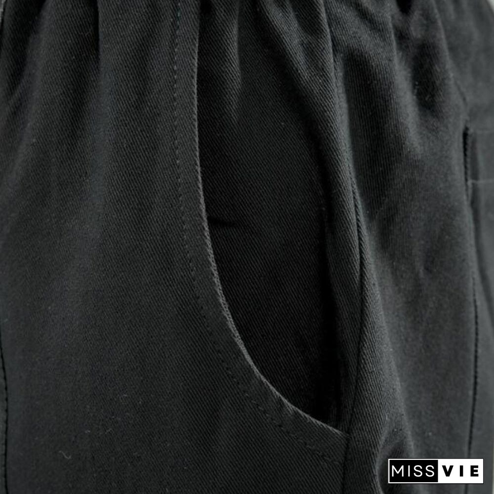 Men's Tech Style Decorative Webbing Multi-Pocket Trousers