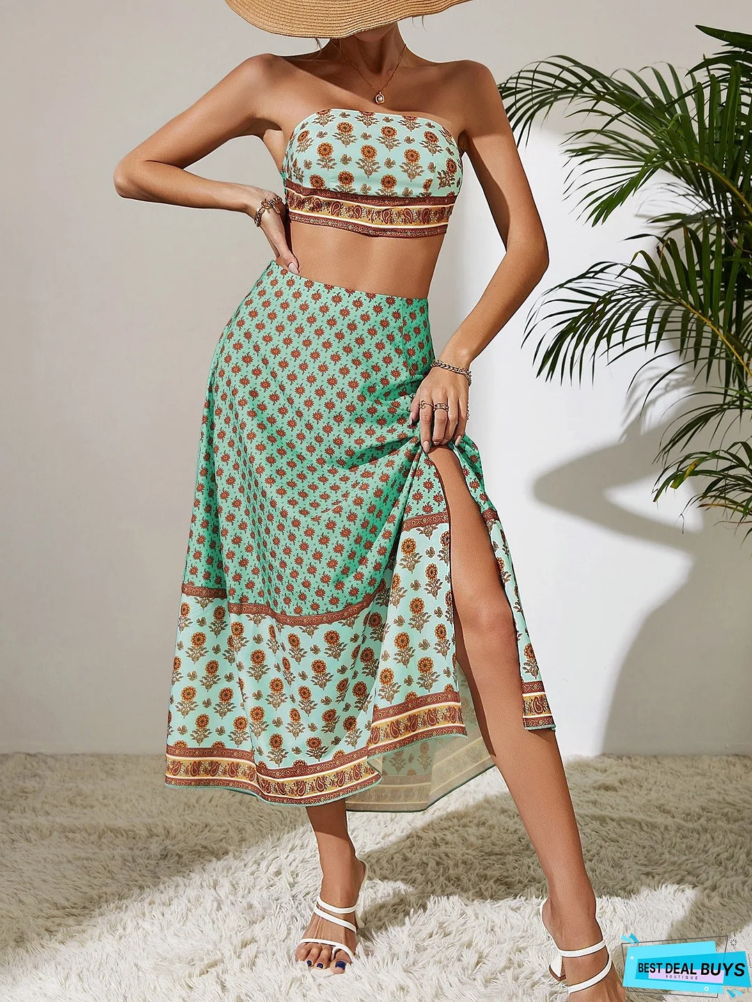 Tube Top Skirt Two Piece Set