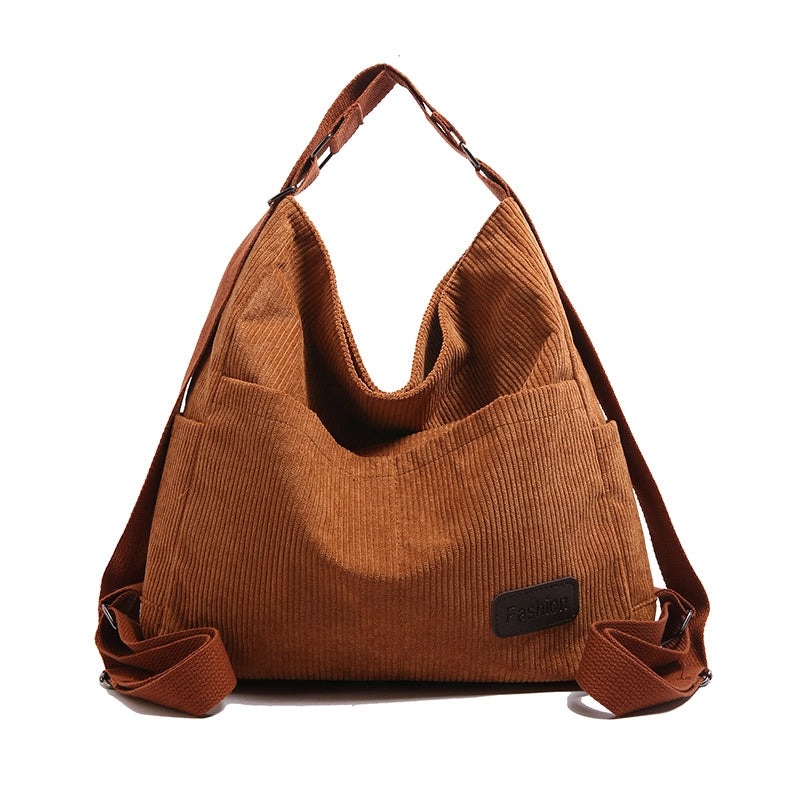 Women’s Corduroy Solid Color Basic Square Zipper Shoulder Bag