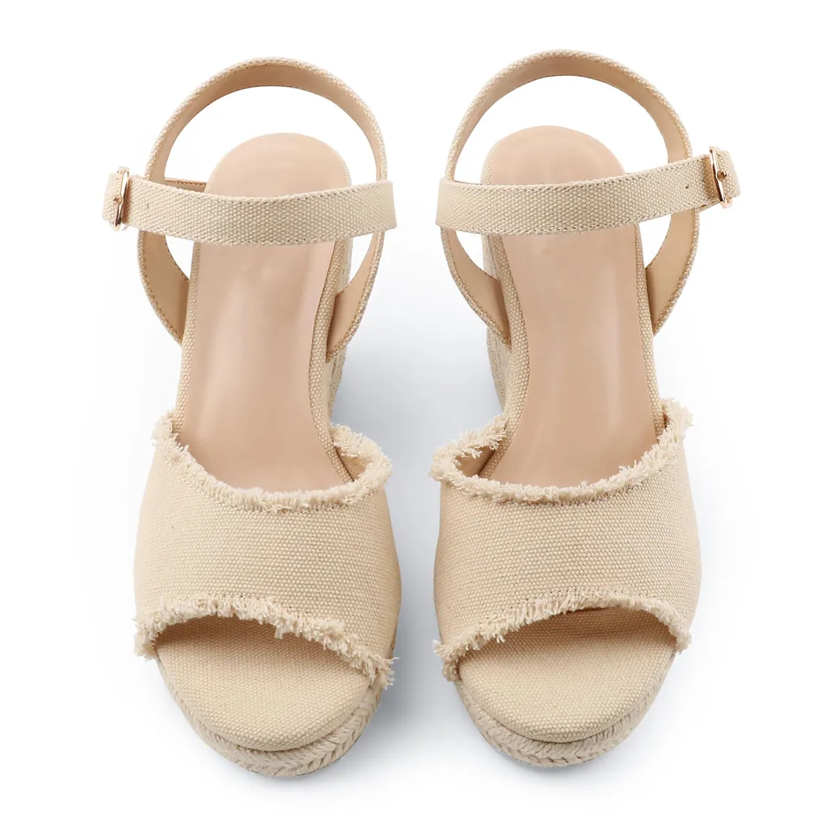 115mm/4.5" Women's Fashion Platform Espadrille Wedge Heels Ankle Strap Sandals-vocosishoes