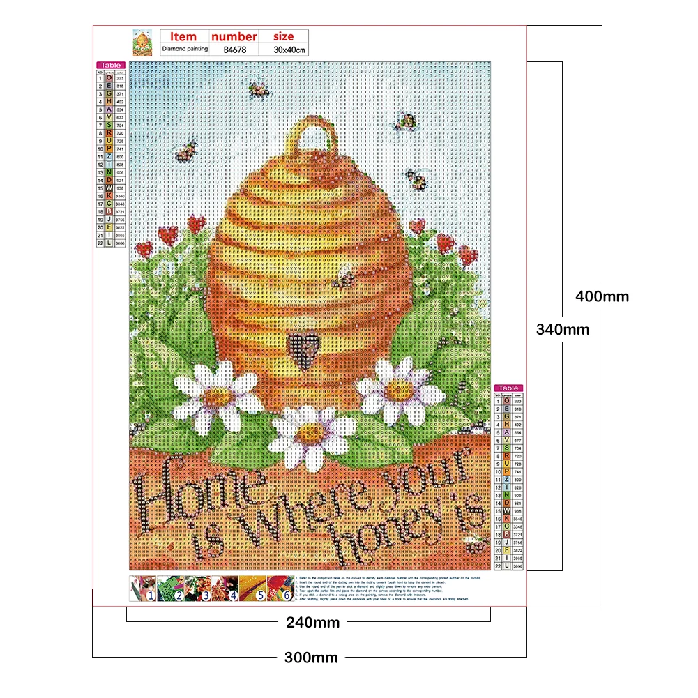 Full Round Diamond Painting 30*40cm - Hard-Working Bees Harvest A Bountiful Harvest