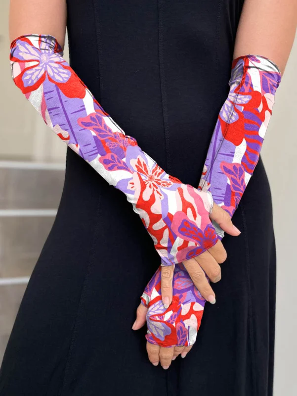 Fashion floral sleeve decoration fingerless sleeve gloves sun protection