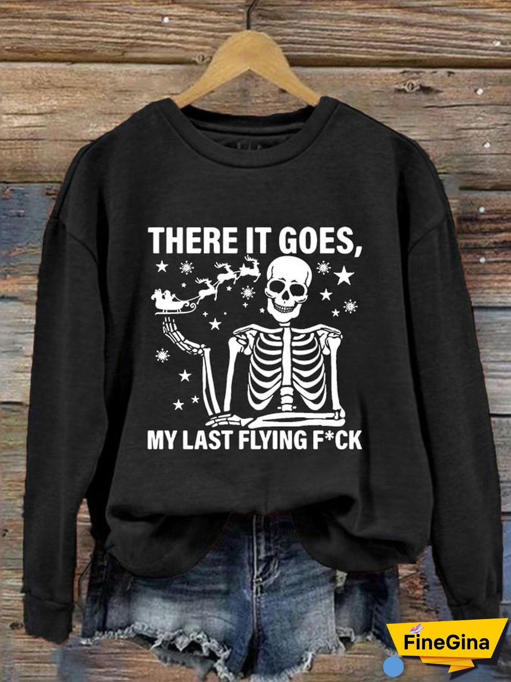 Women's Christmas There It Goes My Last Flying F*ck Print Crew Neck Sweatshirt